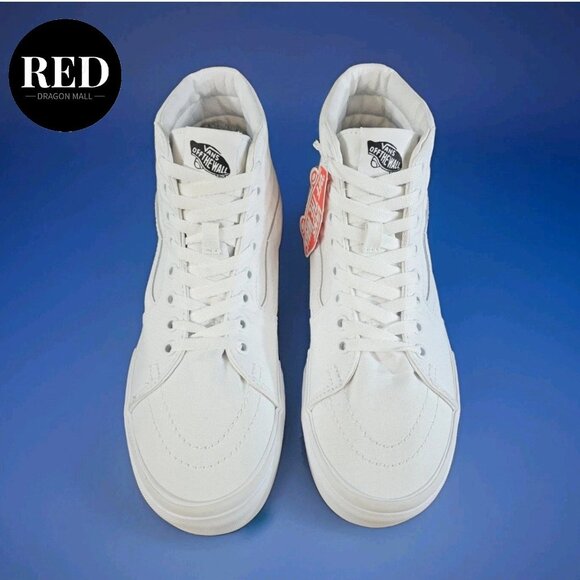 Vans Sk8-Hi Stacked White Canvas Platform Casual Sneakers - Women's 9  Men's 7.5 - Picture 6 of 14